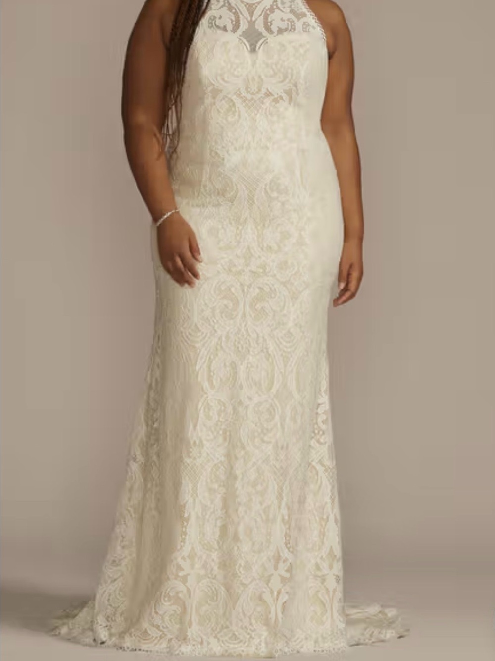 Lace Halter Wedding Gown in Ivory - Plus Size